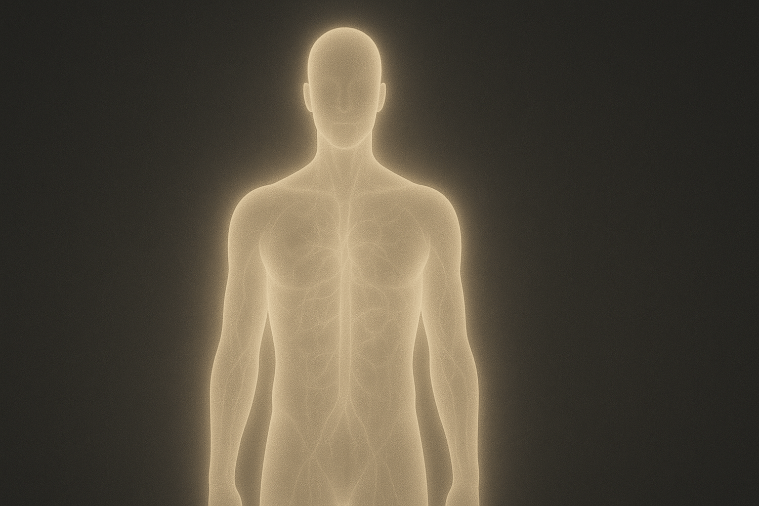 Symbolische Darstellung des menschlichen Stoffwechsels mit sanften Energieflüssen im Körper