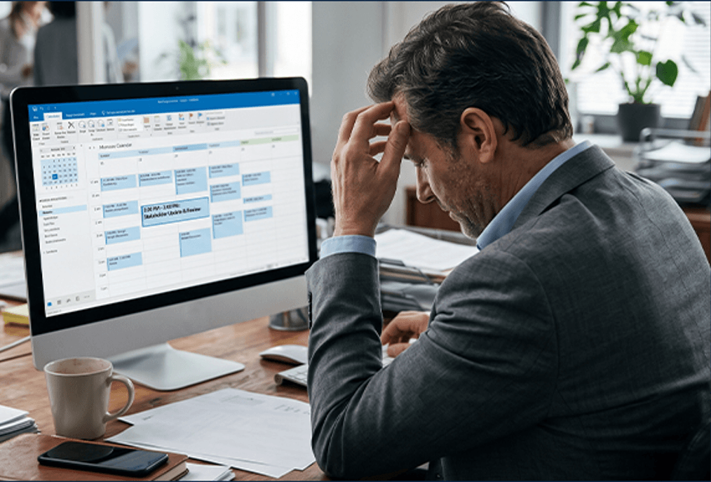 Executive analyzing computer screen