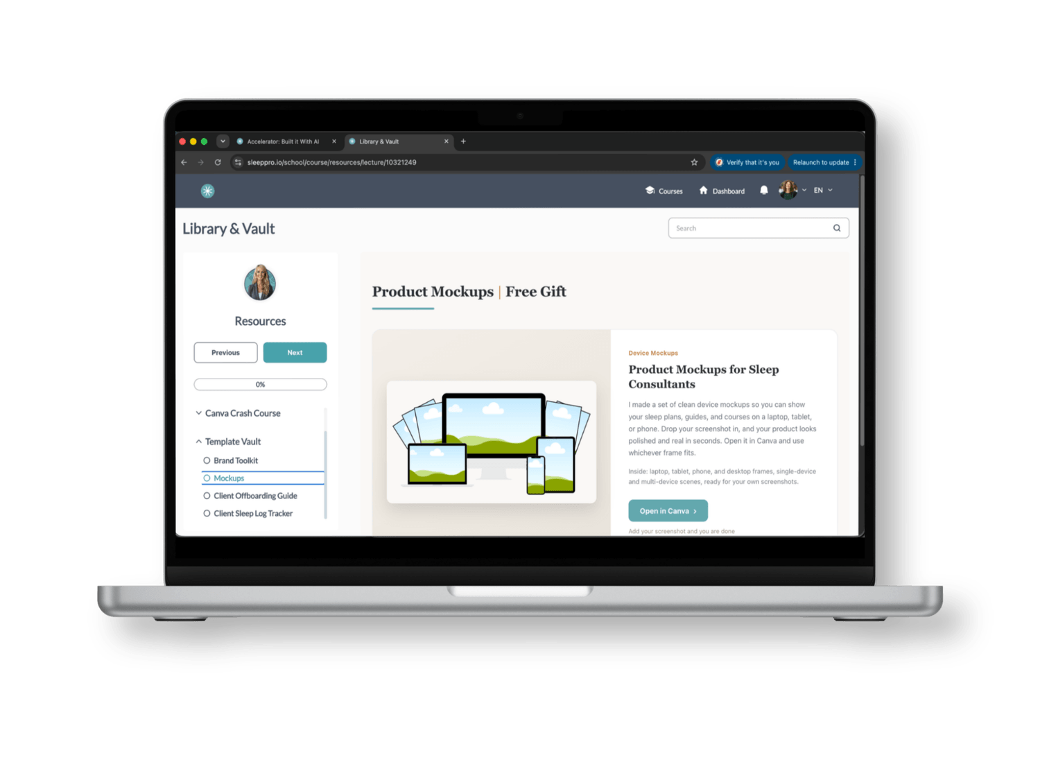 Resource library mockup
