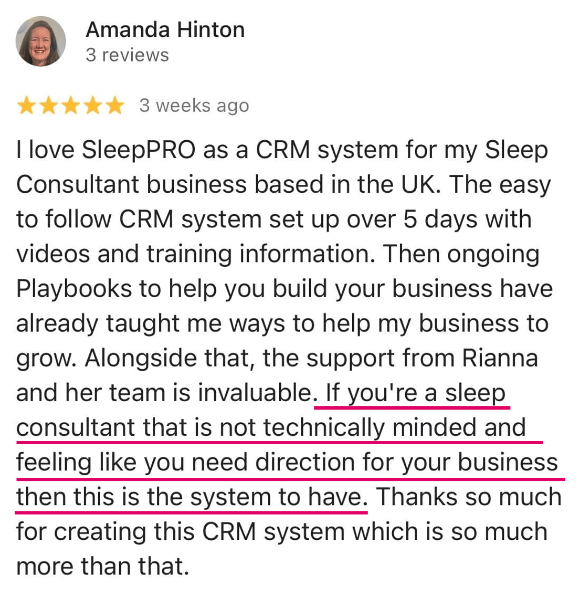 SleepPRO testimonial