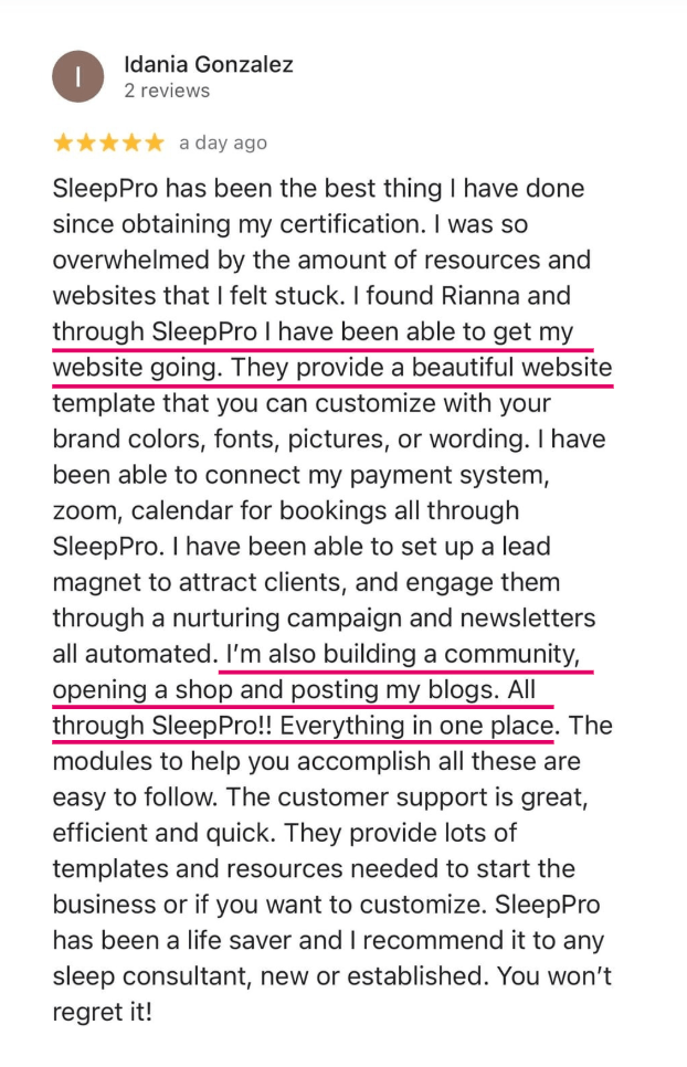 SleepPRO testimonial