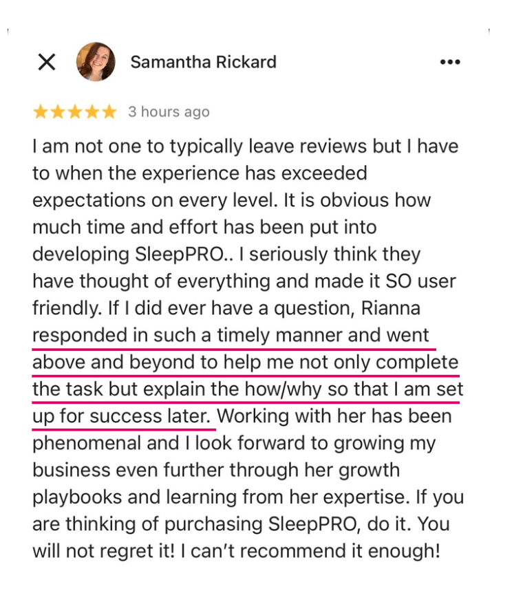 SleepPRO testimonial