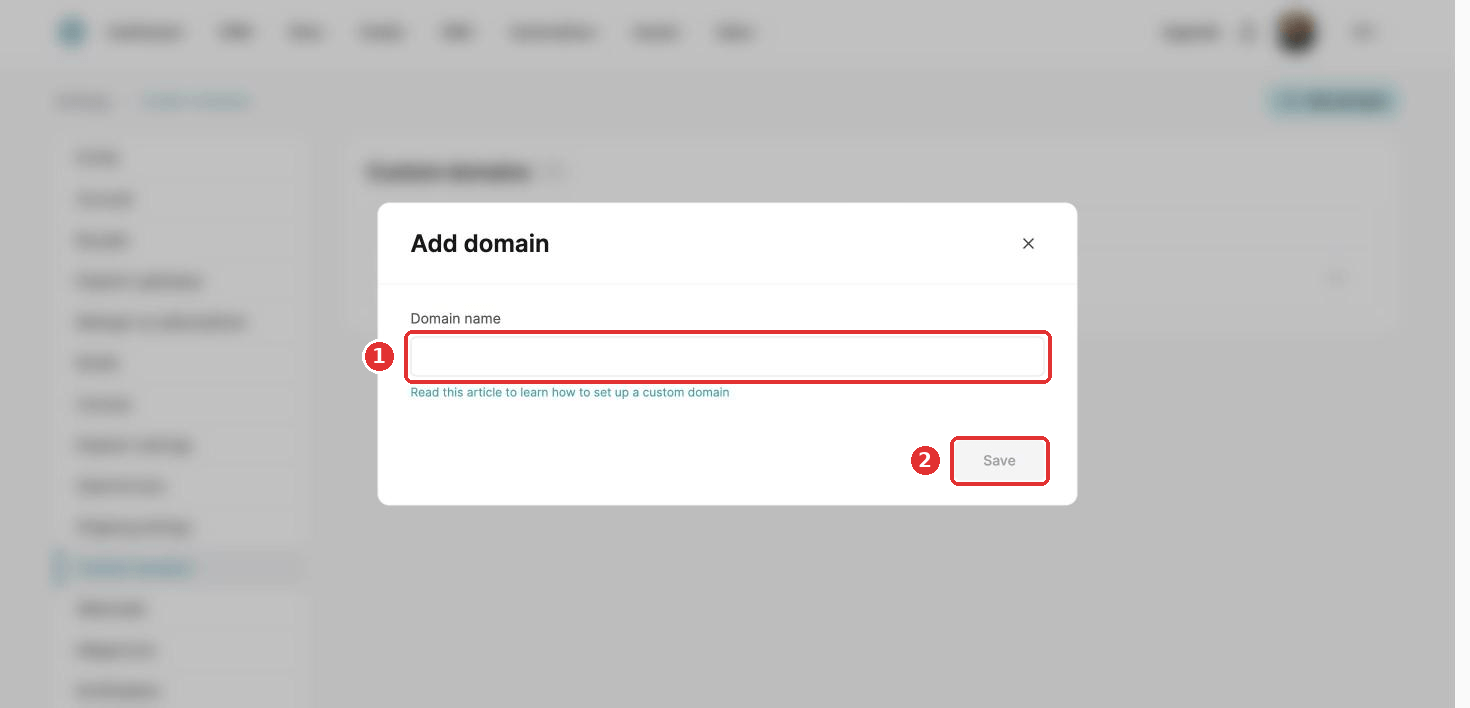 The Add domain popup