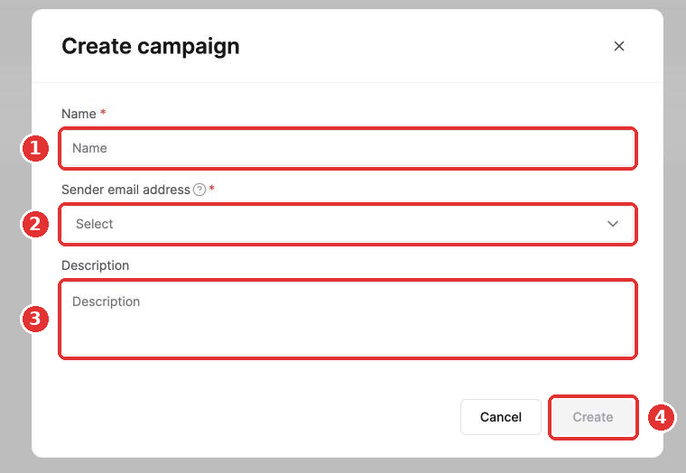 The Create campaign popup