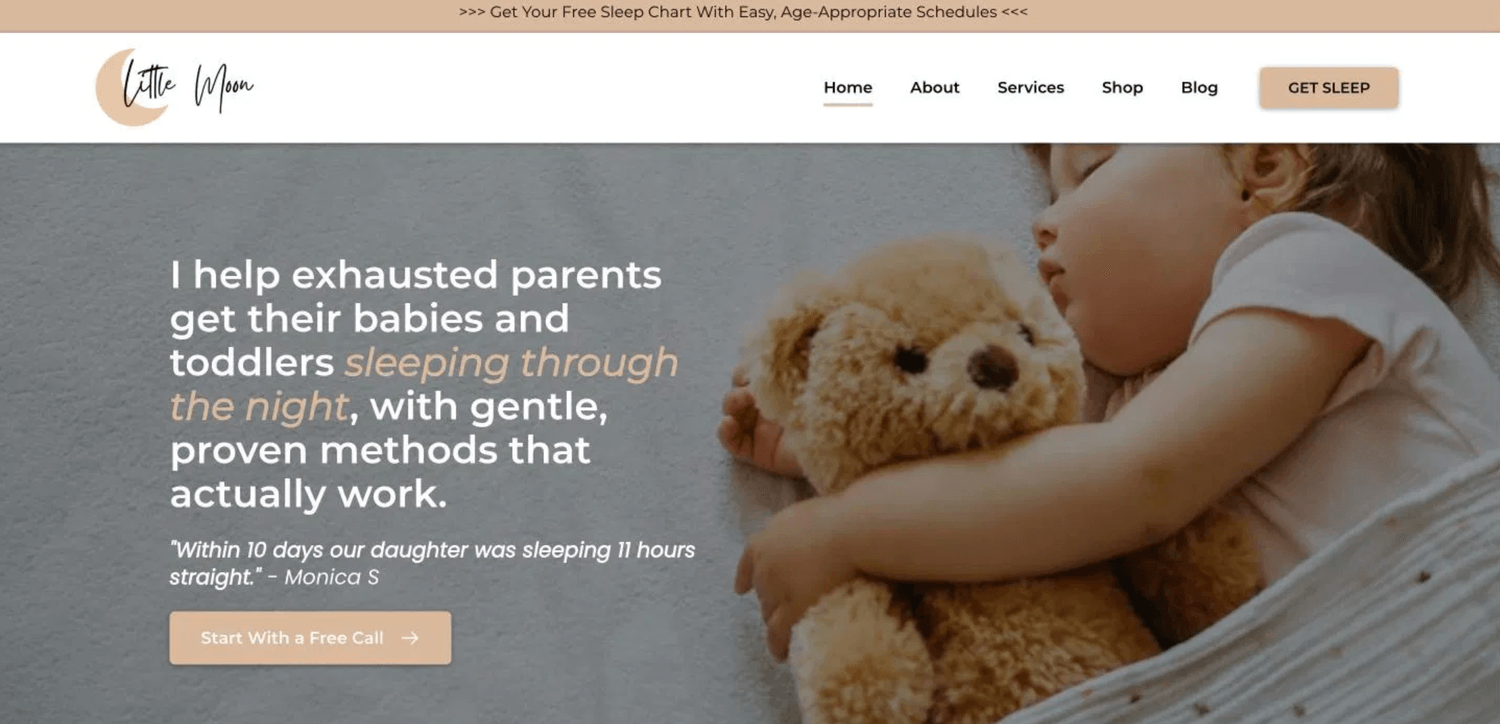 Example sleep consultant website built with SleepPRO™