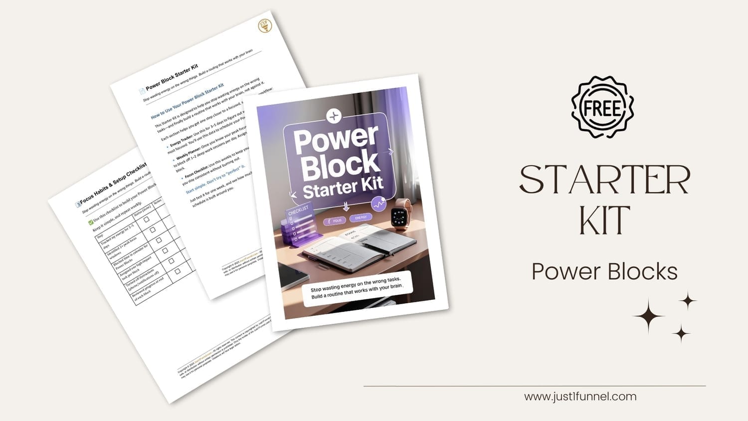 Productivity Power Block Starter Kit - Energy Tracker + Week Planner + Focus Checklist
