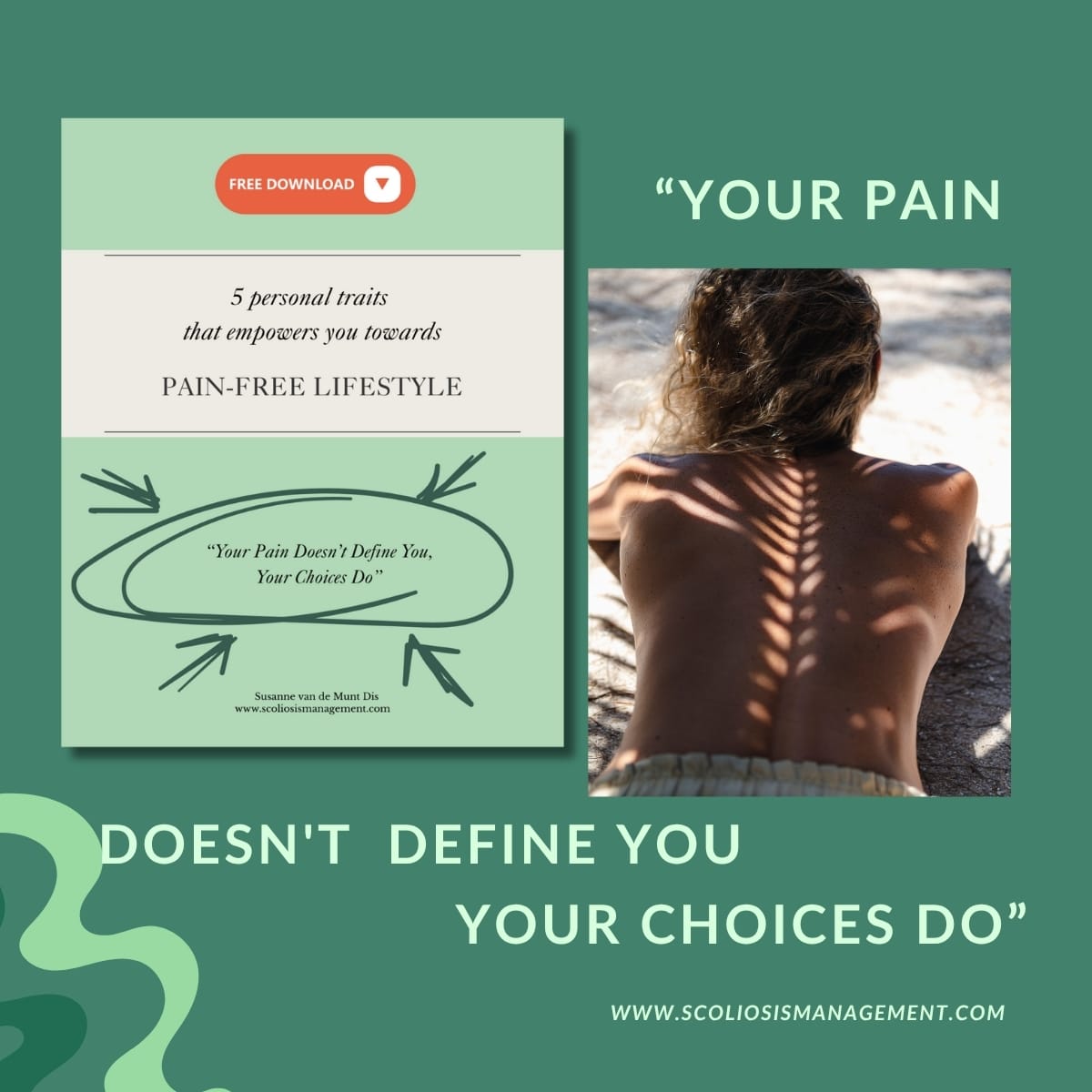 an image with inspiring text and a detail of a woman 's back 