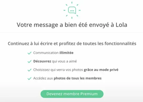 Premier message envoyé gratuitement sur Meetic Affinity