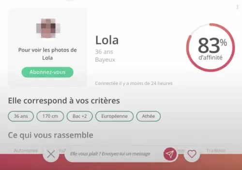 Envoyer un premier message gratuitement sur Meetic Affinity