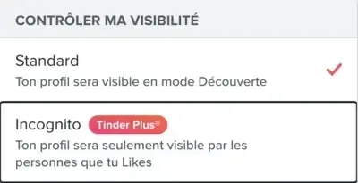 Pourquoi je n'ai aucun Match sur Tinder : Vous avez activé le mode Incognito