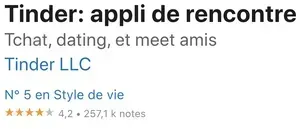 Avis Tinder App Store iOS