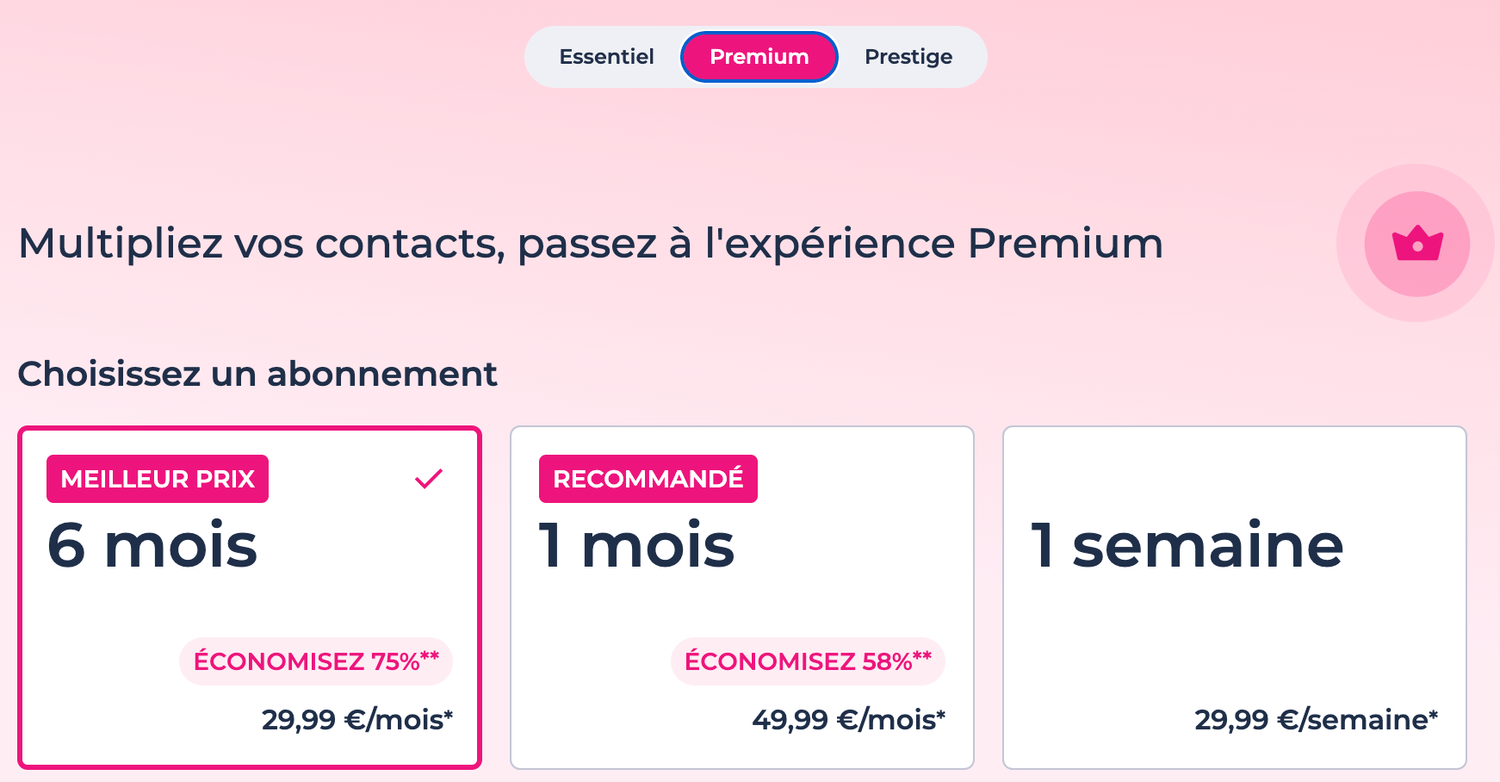 Réduction de 40% sur les pass Meetic 6 mois