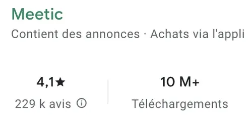Avis Meetic Google Play Android