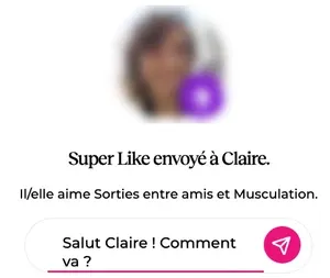 Envoyer premier message avec un Super Like Meetic