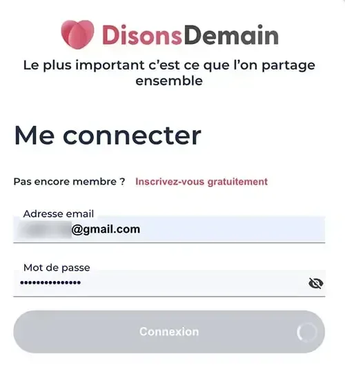 Chargement infini lors de la tentative de connexion au compte Disons Demain