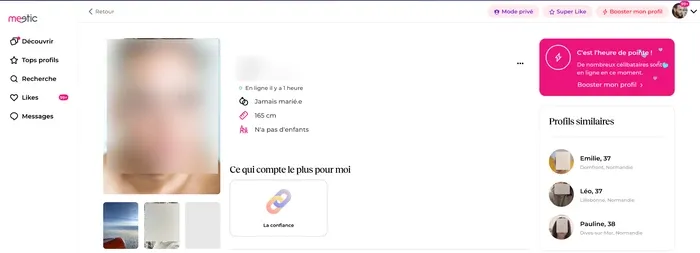 Les profils similaire sur Meetic