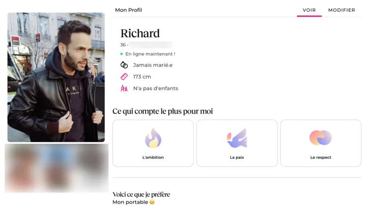 Voir son profil Meetic depuis la page de visualisation de la fiche profil public