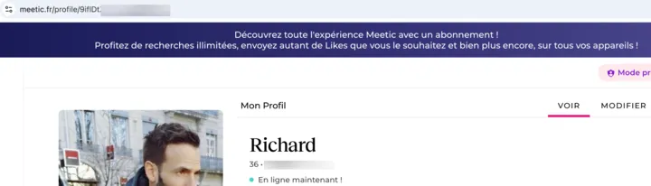 Aller sur son profil en copiant l'URL de son profil