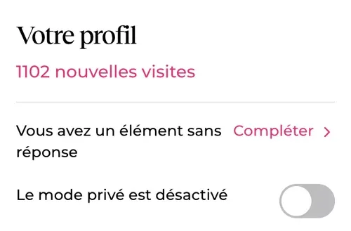 Activer le mode privé de Meetic dans la barre latérale