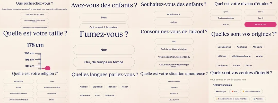 Meetic inscription gratuite : Répondre au questionnaire personnel
