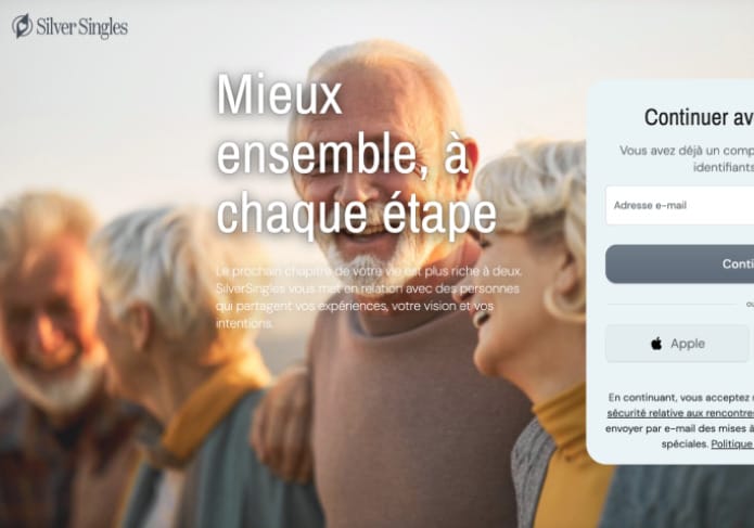 SilverSingles : 4ème meilleur site de rencontres pour seniors de plus de 50 ans en France