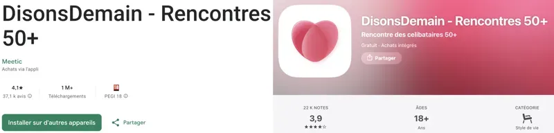 Évaluation Disons Demain sur Google Play et App Store