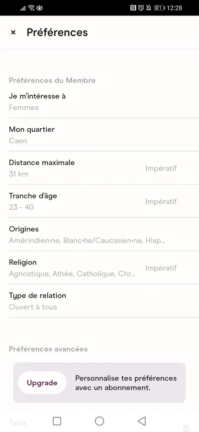 Hinge avis : les filtres de recherche