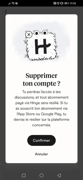 Supprimer son compte sur Hinge pour retrouver un profil