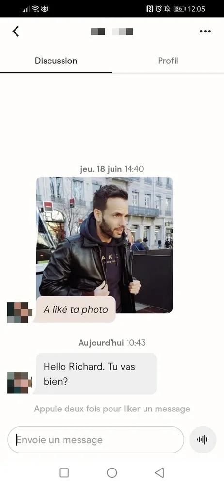 Voir la fiche profil directement depuis la messagerie de Hinge