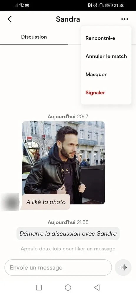 Annuler un Match, Masquer un profil et signaler un profil depuis la messagerie de Hinge