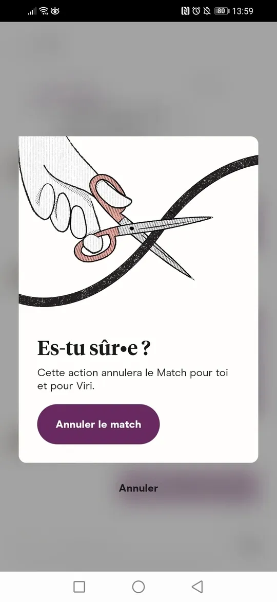 Annuler un Match Hinge