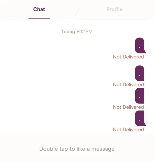 Message non distribué dans la messagerie de Hinge