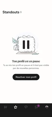 Standout Hinge : ton profil est en pause.