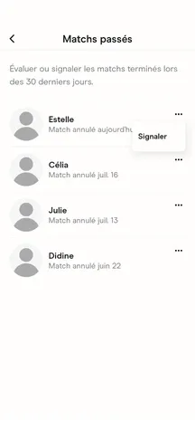 Signaler un Match passé sur Hinge