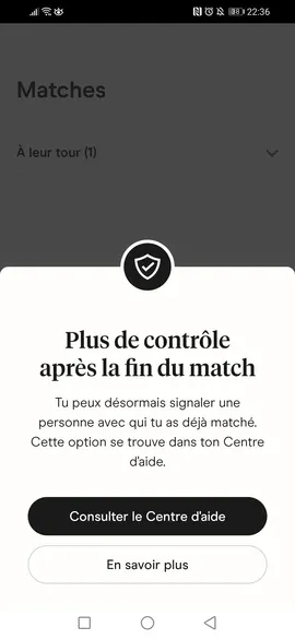 Signaler un profil Hinge après un Match