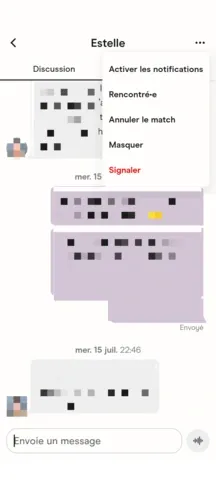 Signaler un profil avec qui on a matché dans une conversation sur Hinge