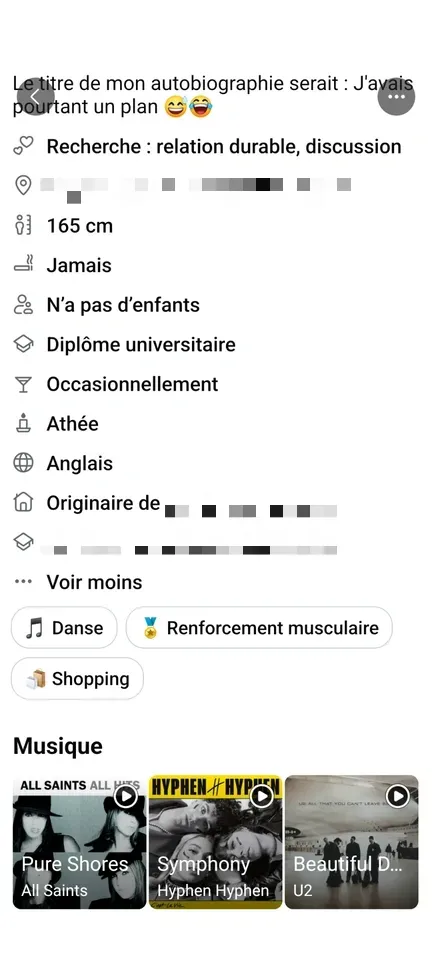 Fiche profil complète sur Facebook Rencontre