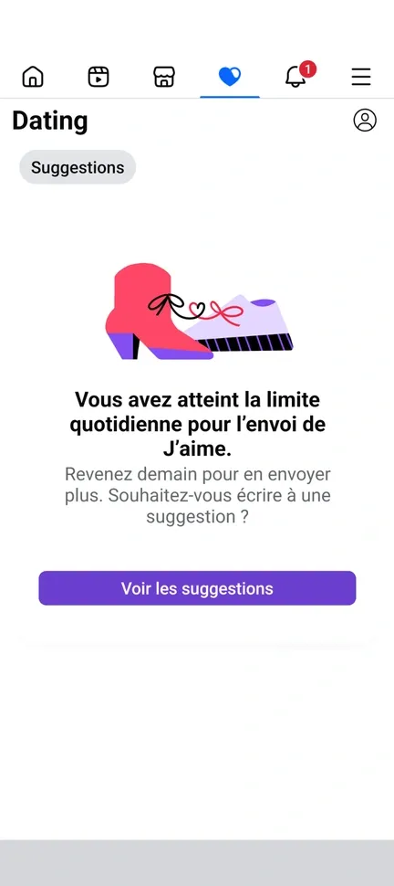 Limite de Likes sur Facebook Rencontre