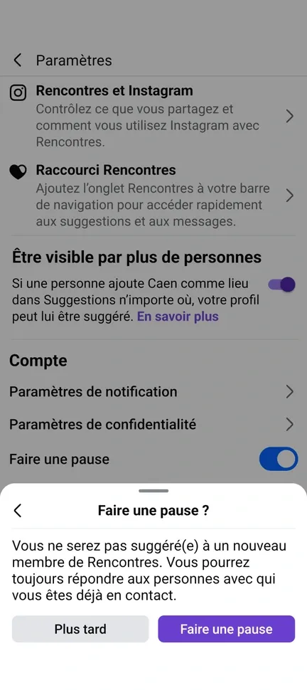 Faire une pause sur Facebook Rencontre