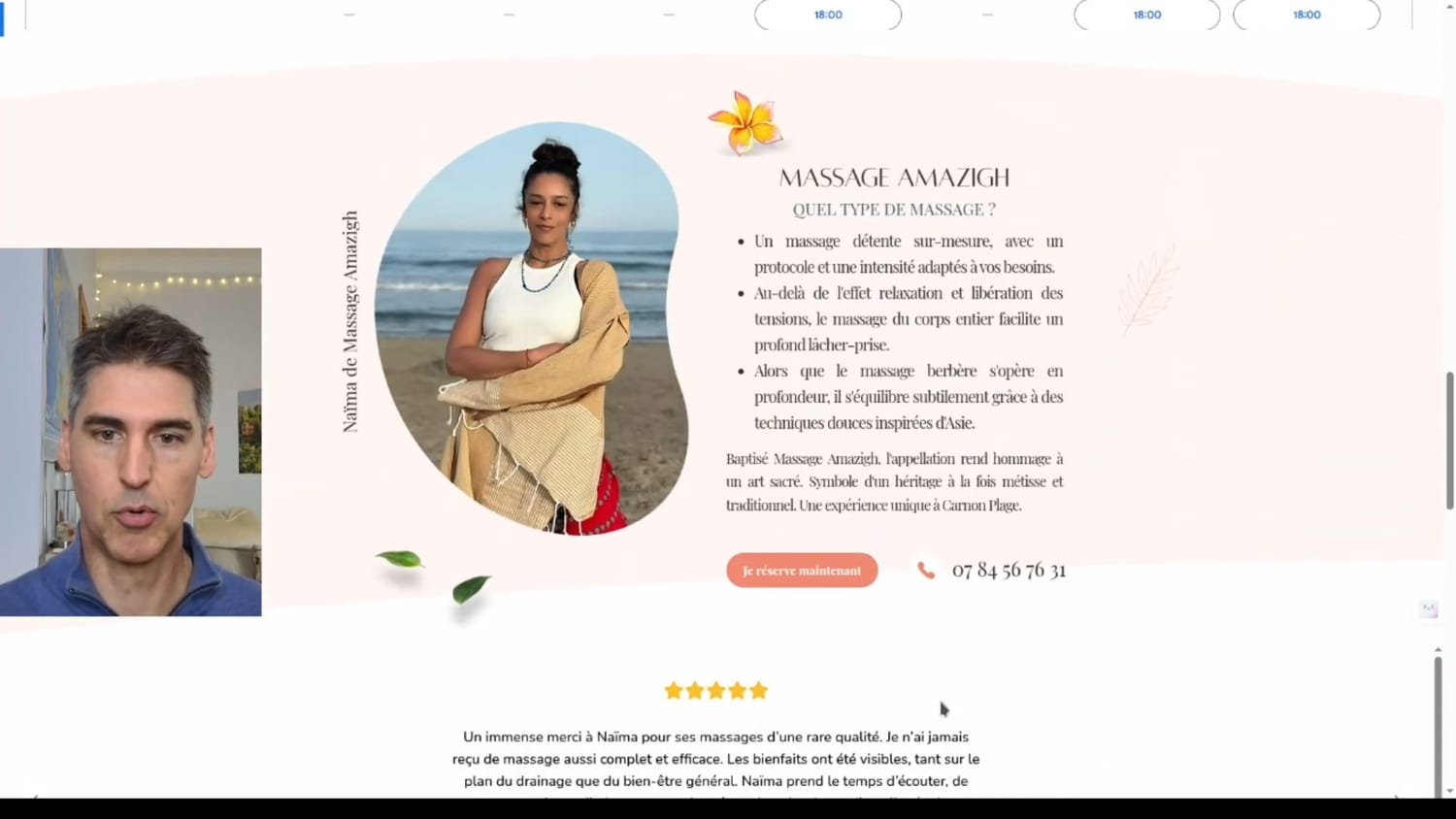 Intégration d'avis Google et de photos personnelles pour rassurer