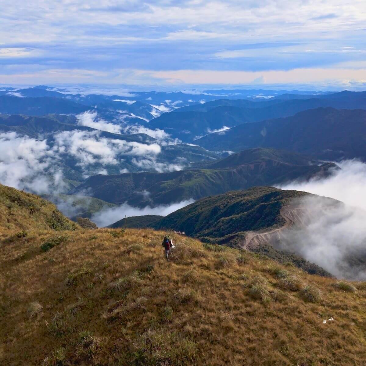 men hiking in the Andes