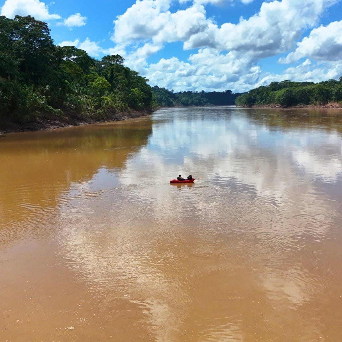 François de Neuville paddling in the Amazon jungle