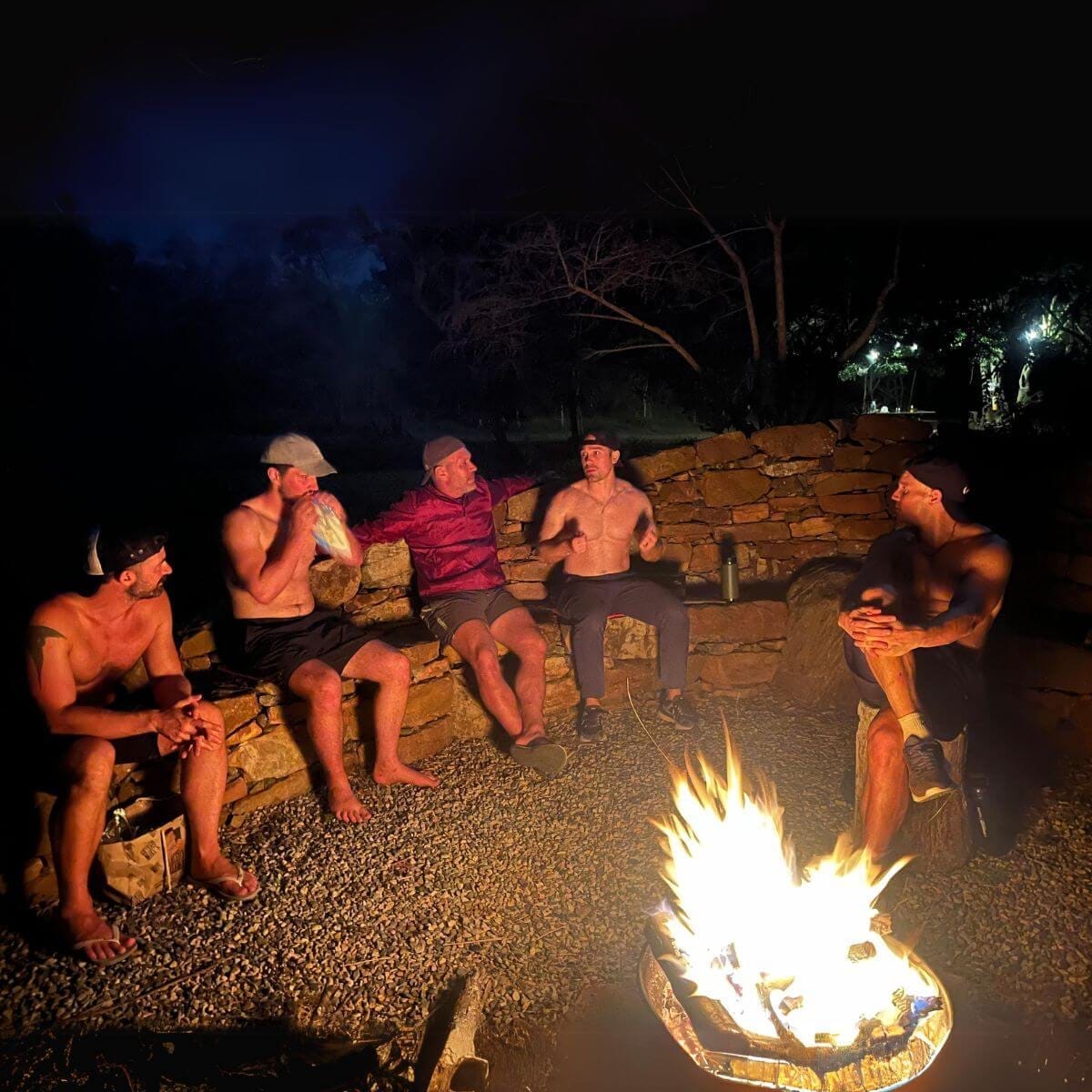 Brotherhood, men around a campfire