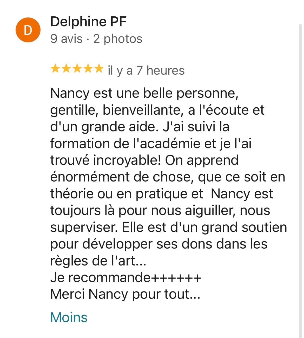 Avis Delphine - Praticienne ÉCLADORA
