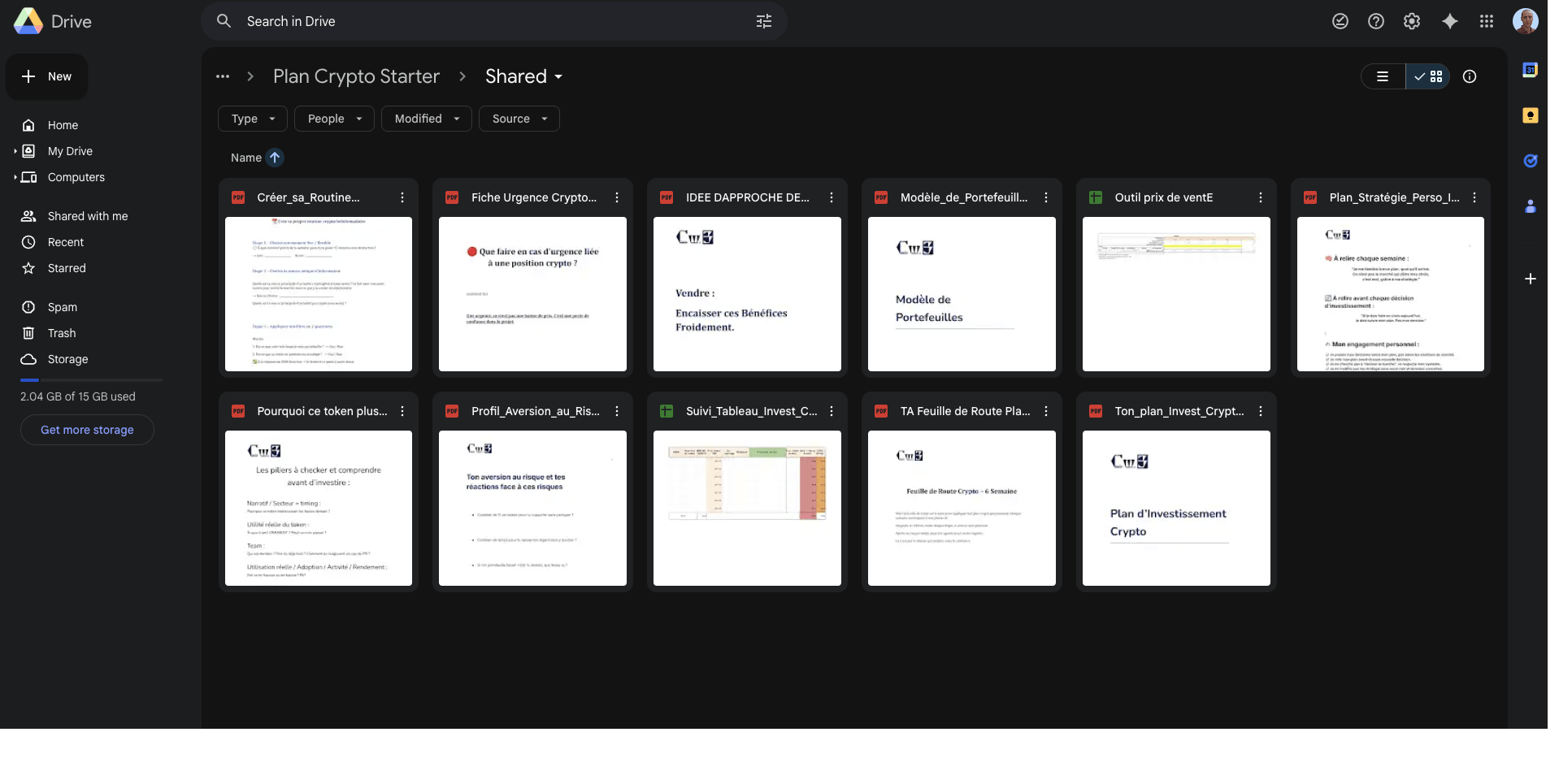 Défilement outils drive