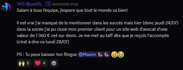 Témoignage de succès