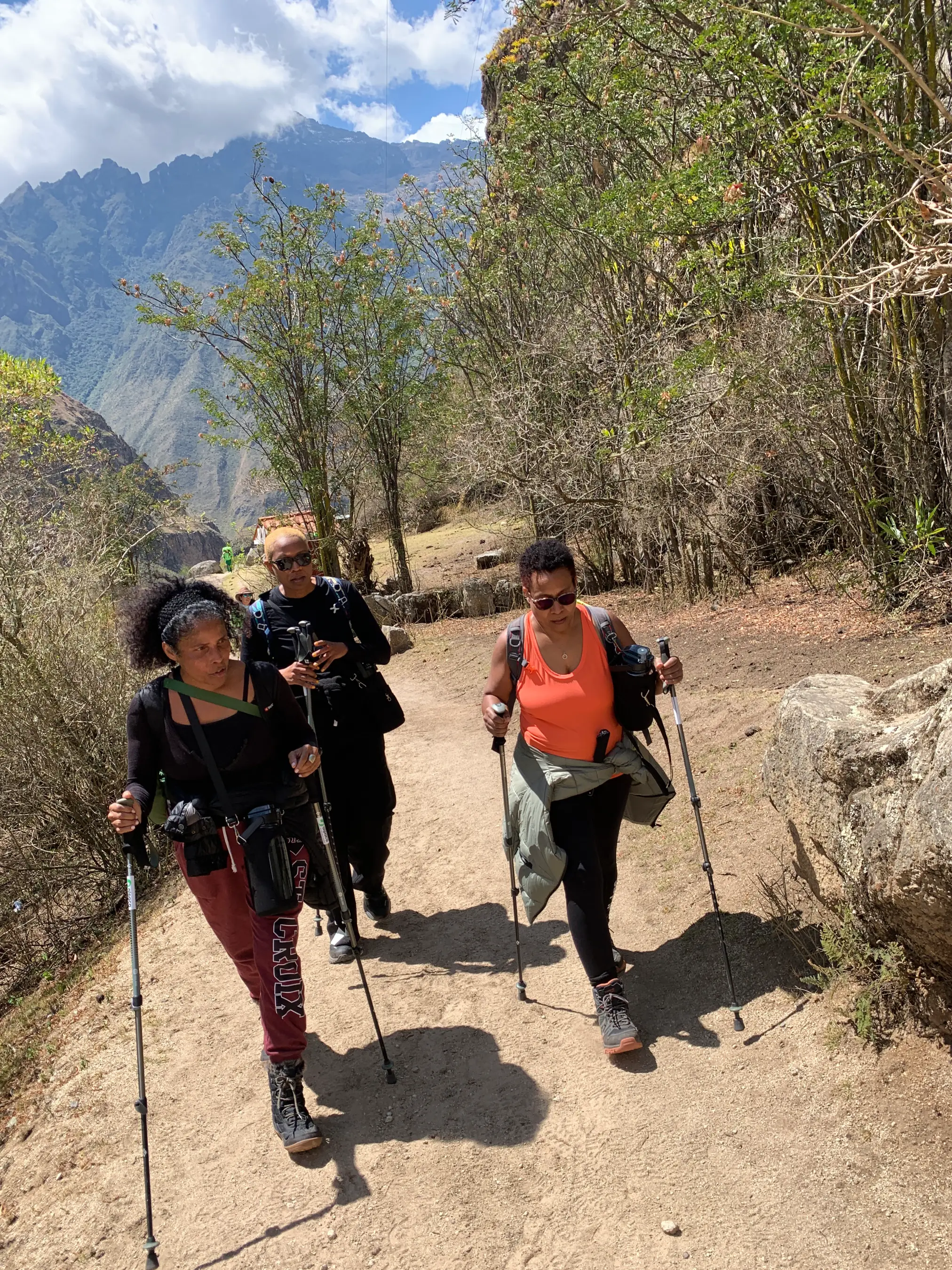 June Christal and Sue walking the Inka Trails