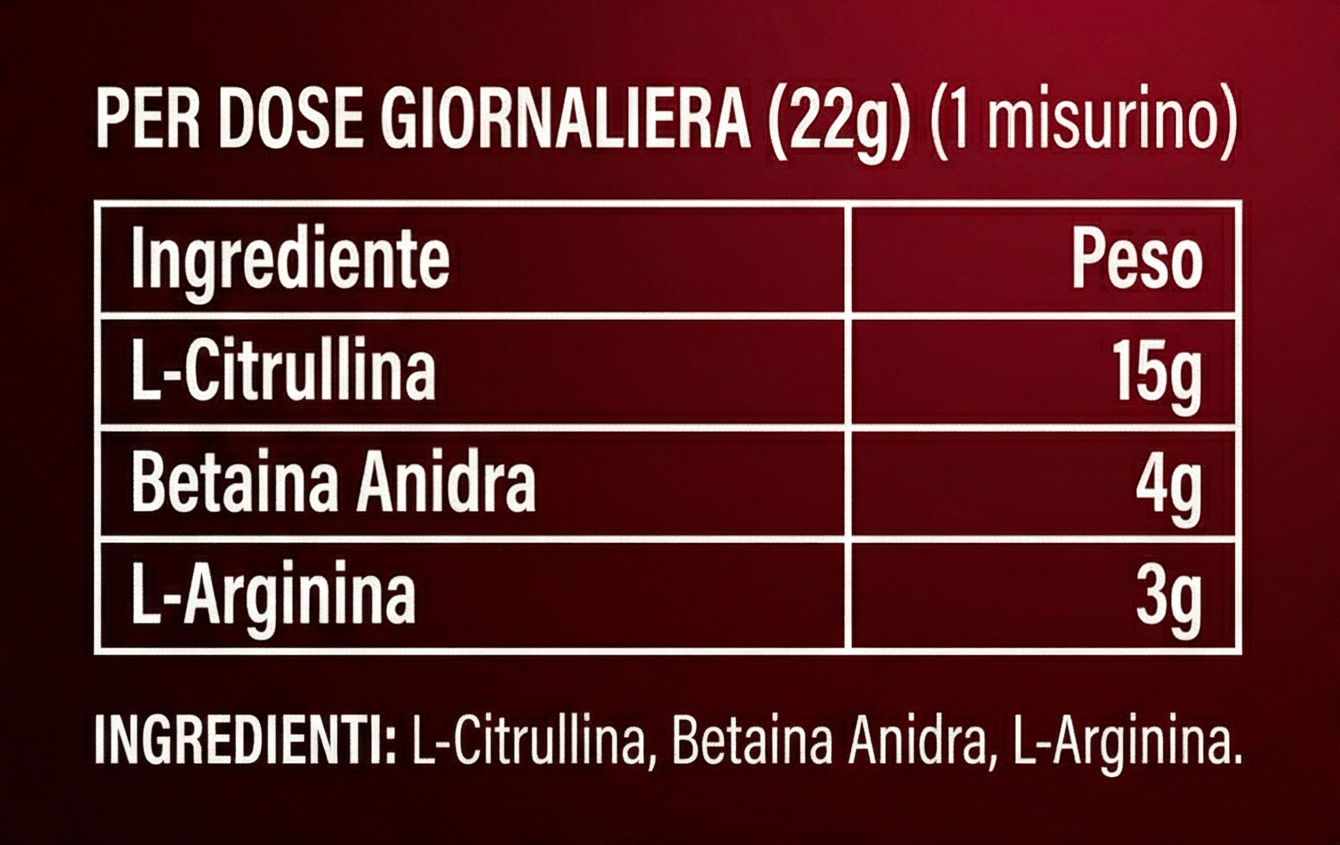 Tabella Ingredienti Citrullina Avanzata