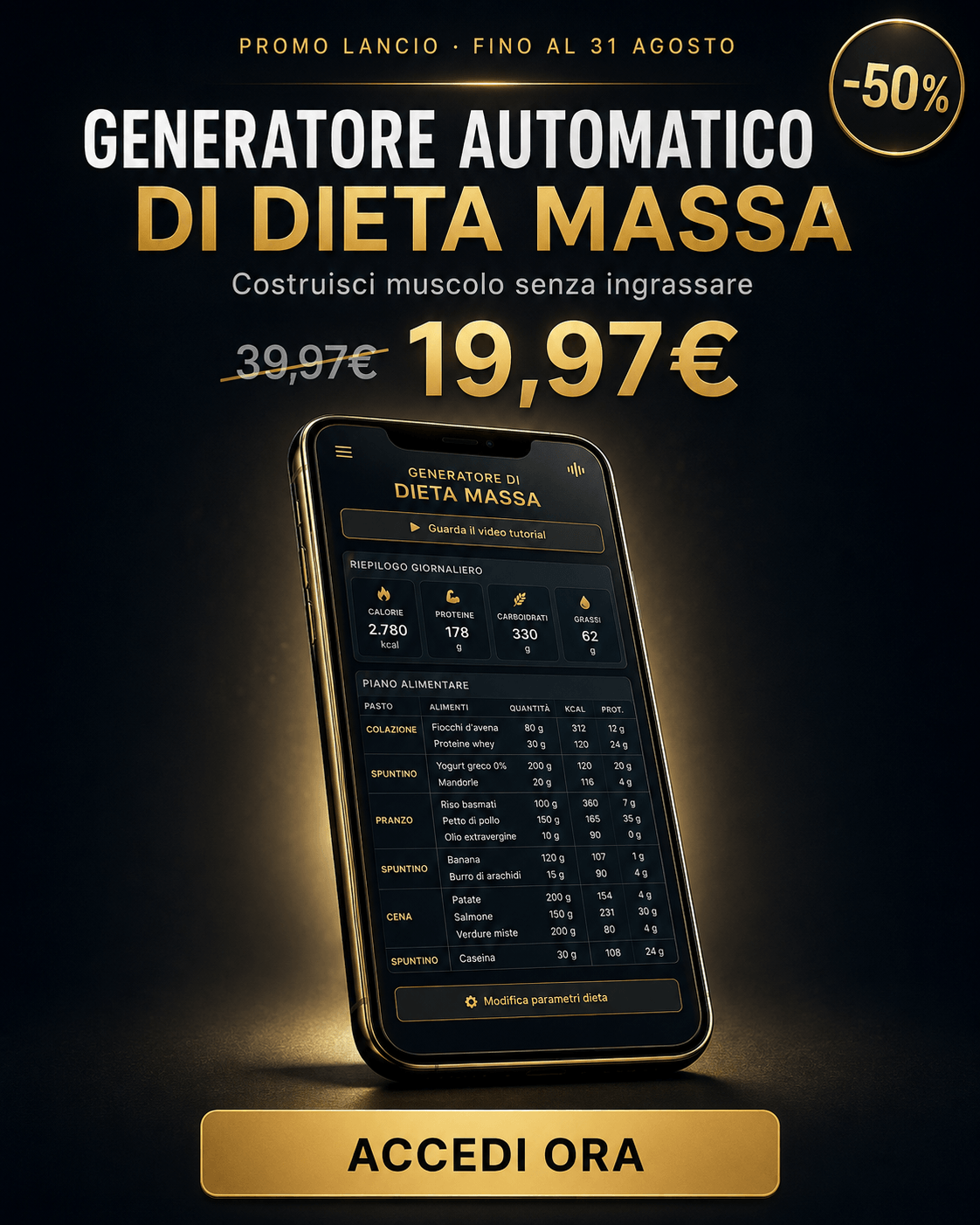 Generatore Automatico di Dieta Massa