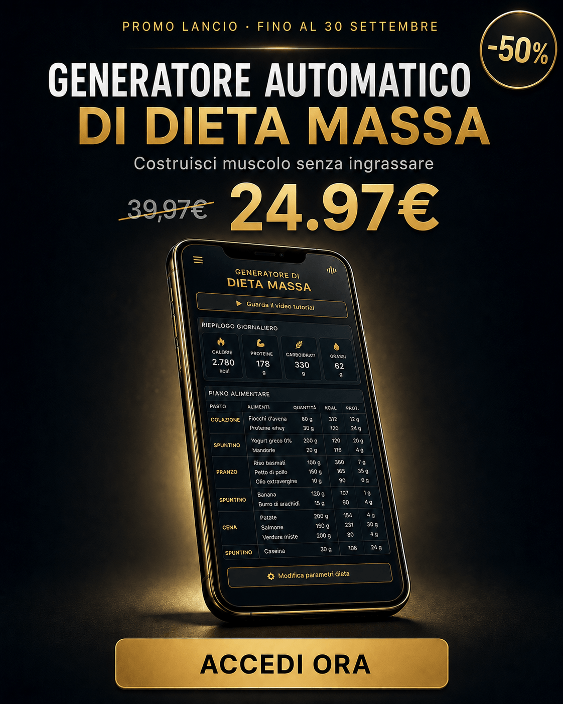 Generatore Automatico di Dieta Massa